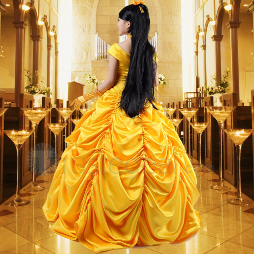 Beauty and the Beast Disney Princess Belle Yellow Cosplay Costume3
