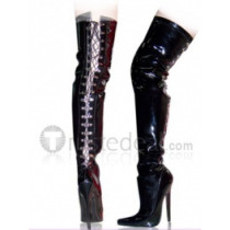 Patent Leather Upper High Heel Thigh-Length Closed-toes Sexy Boots(13584)