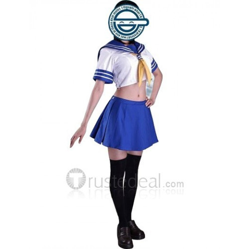 Ikki Tousen Battle Vixens Kanu Unchou Blue White Sailor Cosplay Costume