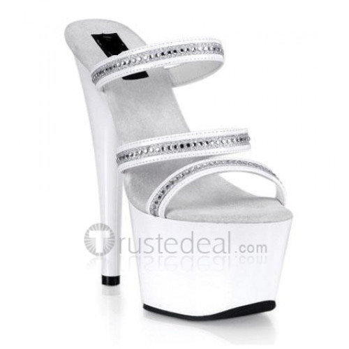 Patent Leather Upper High Heel Open-toes Beading Platform Sexy Sandals(701-05)