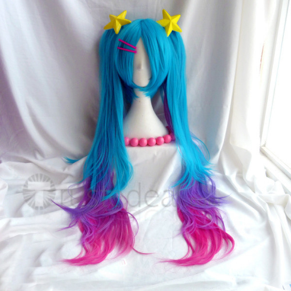 League of Legends Sona Arcade Blue Pink Cosplay Wig