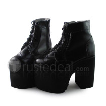 Black Velvet Heels Lolita Boots