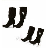 Top quality nuback and PU upper half zip side high heel pumps boots(JY98)