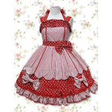 Cotton Red Sleeveless Bow Cotton Lolita Dress(CX132)