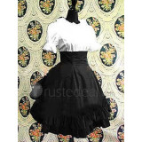 Cotton White Short Sleeves Blouse And Black Cotton Lolita Skirt(CX191)