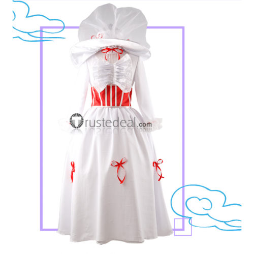 Disney Film Mary Poppins White Dress Cosplay Costume