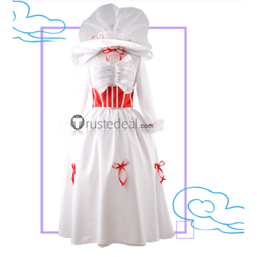 Disney Film Mary Poppins White Dress Cosplay Costume