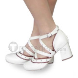 Black White Trim Lolita Crossed Straps Sandals