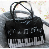 Black and White Lolita Bag with Piano and Note Pattern