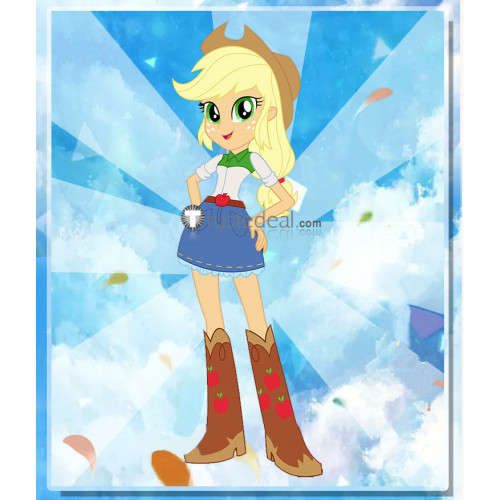 My Little Pony Equestria Girls Human Applejack White Blue Cosplay Costume