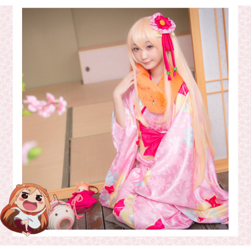 Himouto Umaru Chan Pink Kimono Full Set Cosplay Costume