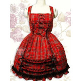 Cotton Red Check Sleeveless Lolita Dress(CX530)