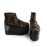 Ankle High Leopard High Platform Gothic Lolita Shoes