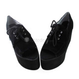 Gothic Black Velvet Sticky Toe Lolita Shoes