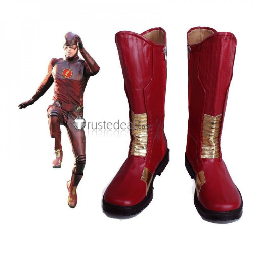 Superhero The Flash Barry Allen Red Cosplay Boots Shoes