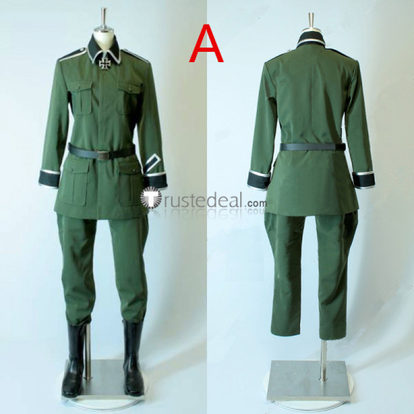 Hetalia Axis Powers Germany Ludwig Green Brown Cosplay Costume