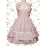 Cotton Pink Ruffles Lace Bow Lolita Dress(CX687)