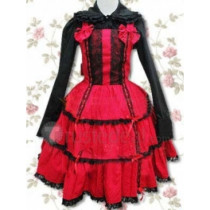 Cotton Red Lace Lolita Dress(CX385)