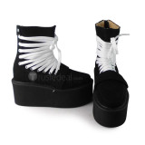 Black Velvet High Platform Lolita Boots with White Strap