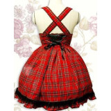 Cotton Red Check Sleeveless Lolita Dress(CX530)