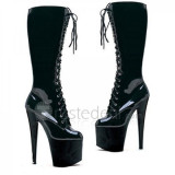 Patent Leather Upper High Heel Closed-toes Platform Sexy Boots(150-4)