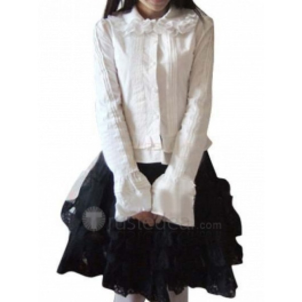 Cotton White Lolita Blouse And Black Lolita Skirt(CX427)