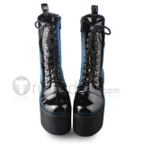 Matte Black Lace Up Classic Girls Boots