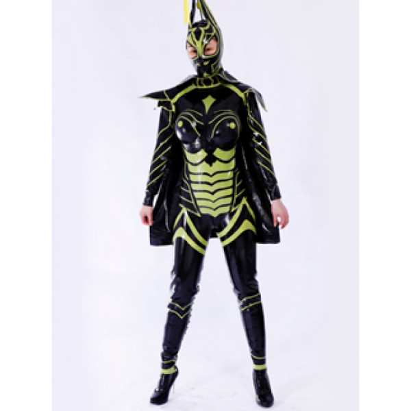 Black Green Latex Catsuits