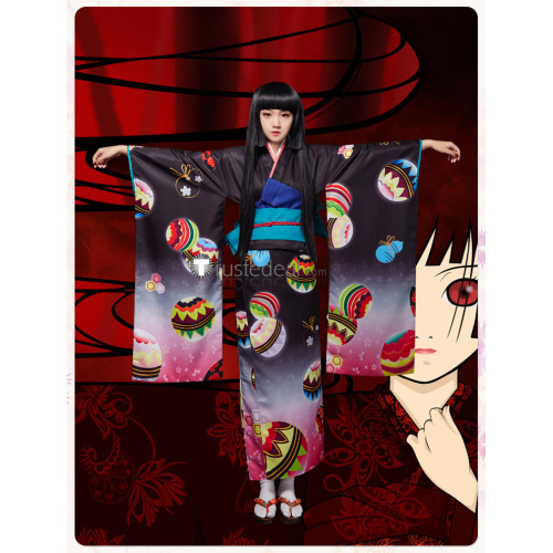 Hell Girl Jigoku Shoujo Mitsuganae Ai Enma Kimono Cosplay Costume 5