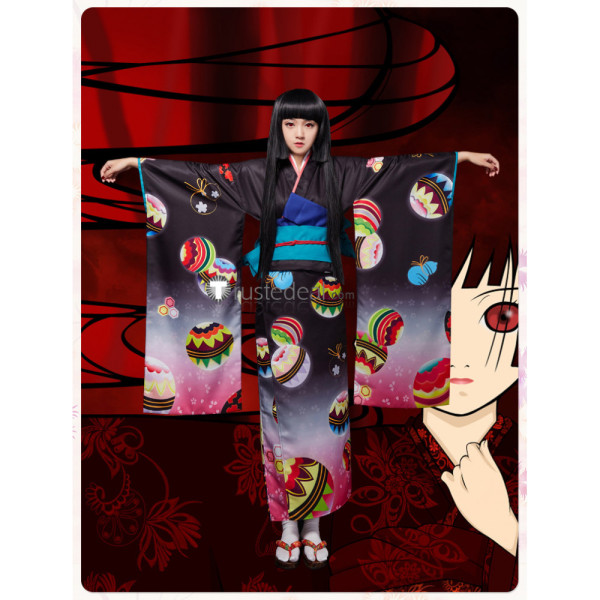 Hell Girl Jigoku Shoujo Mitsuganae Ai Enma Kimono Cosplay Costume 5