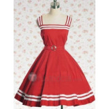 Cotton Red Sash Sleeveless Lolita Dress(CX170)
