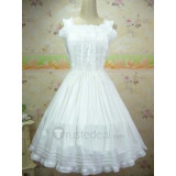 Cotton White Straps Ruffle Lolita Dress(CX638)