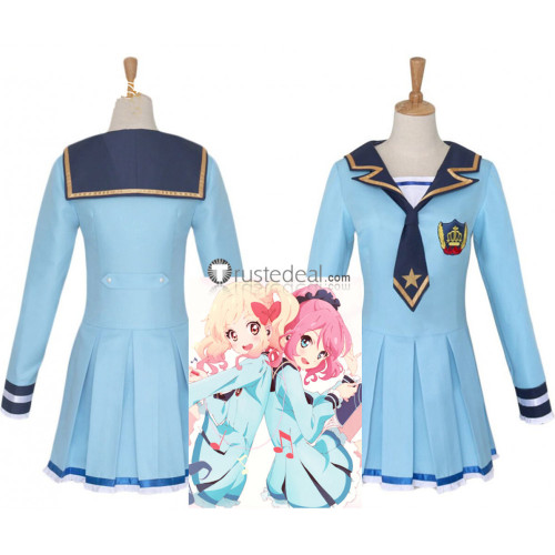 Aikatsu Stars Nijino Yume Ichigo Laura Koharu Blue Sailor Uniform Cosplay Costume