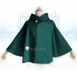 Attack on Titan Shingeki no Kyojin Eren Jaeger Levi Green Black Cape Cosplay Costume Thin Version