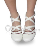 Black White Trim Lolita Crossed Straps Sandals