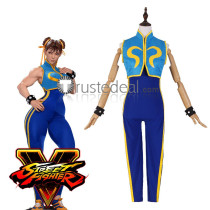 Street Fighter 5 Chun Li Alpha Blue Cosplay Costume