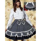 Cotton White Lolita Blouse And Black Bow Lolita Skirt(CX609)