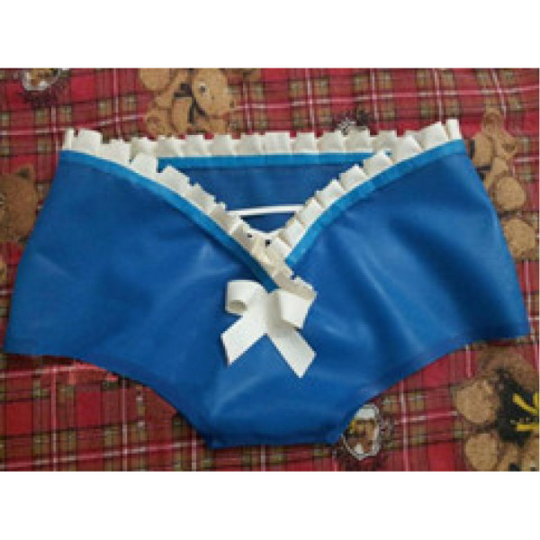 Blue Women's Latex Underwear with Trim