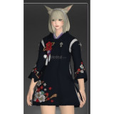 Final Fantasy XIV FF14 Little Ladies Day Miqo'te Girl Black Red Cosplay Costume