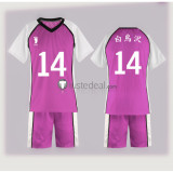 Haikyuu Shiratorizawa Academy Volleyball Uniform Wakatoshi Ushijima Satori Tendo Purple White Cosplay Costumes