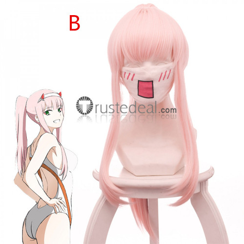 Darling in the Franxx Zero Two Code 002 Swimming Pink Ponytail Cosplay Wigs