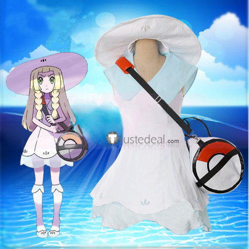 Pokemon Sun And Moon Lillie White Blue Dress Cosplay Costume
