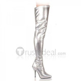 Patent Leather Upper High Heel Thigh-Length Closed-toes Sexy Boots(3407B-WW)