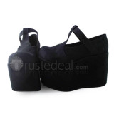 T-strap Black Velvet Lolita Shoes
