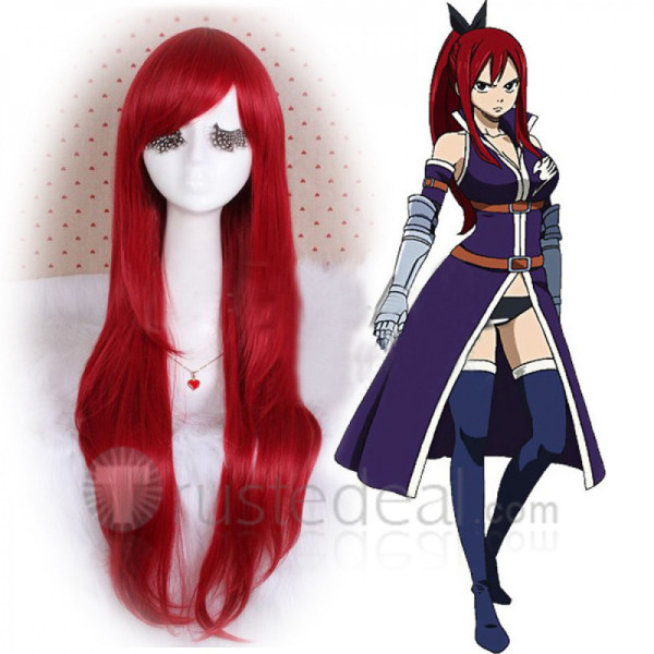 Fairy Tail Erza Scarlet Long Red Cosplay Wig