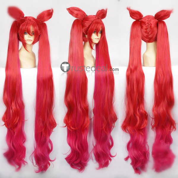 League of Legends Jinx Star Guardian Long Red Ponytails Cosplay Wig 100cm
