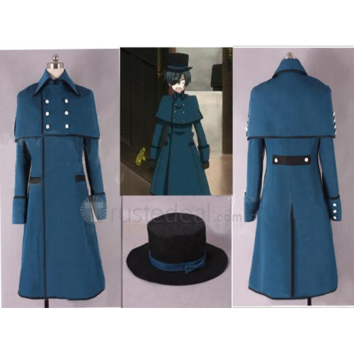 Black Butler Kuroshisuji Ciel Phantomhive Blue Overcoat Cosplay Costume