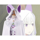 Re Zero Kara Hajimeru Isekai Seikatsu Emilia Neko Cat Ears Cloak Cosplay Costume
