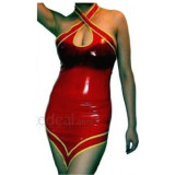 Red Latex Short Tight Suit with Lines Decoration (RJ-80)
