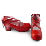 Red Bow Lolita Shoes for Girls